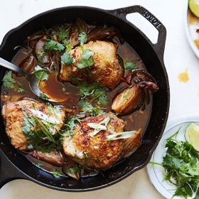 Harissa Chicken Thighs with Shallots