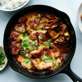 Maangchi’s Cheese Buldak (Fire Chicken)