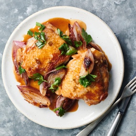 Honey-Glazed Chicken and Shallots