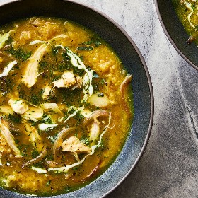 Chicken and Red Lentil Soup with Lemony Yogurt