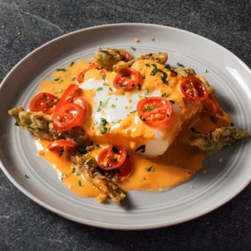 Poached Fish Fillets with Sherry-Tomato Vinaigrette