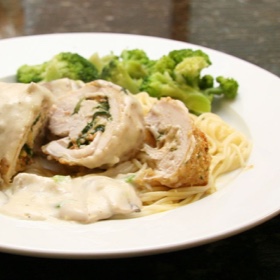 Chicken Stuffed with Basil and Mozzarella Cheese