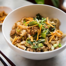 Spicy Ginger Pork Noodles with Bok Choy