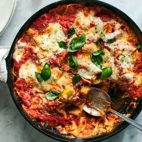 Skillet Lasagna with Spinach and Summer Squash