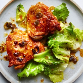 Skillet Hot Honey Chicken with Hearty Greens