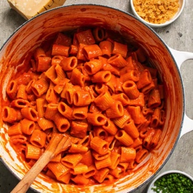 Mezzi Rigatoni with Spicy Gochujang Tomato Sauce