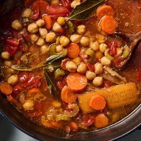 Chickpea Vegetable Soup with Parmesan, Rosemary and Lemon