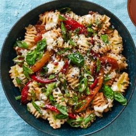 Pasta with Caramelized Peppers, Anchovies and Ricotta