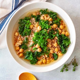 Instant Pot Farro Soup with Lemon-Ginger Broth