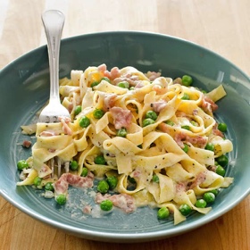 Tagliatelle with Prosciutto and Peas