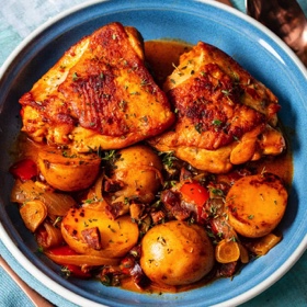 One-Pan Sherry-Braised Chicken with Chorizo and Potatoes