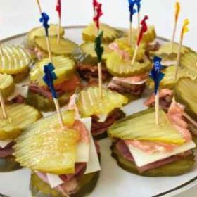 Reuben Pickle Bites