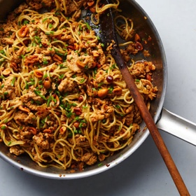 Spicy Sesame Noodles with Chicken and Peanuts