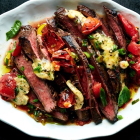 Grilled Flank Steak with Worcestershire Butter