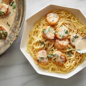 Savory Sea Scallops and Angel Hair Pasta