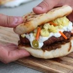 Lamb Vindaloo Burger on Grilled Naan