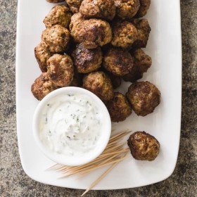 Cast Iron Lamb Meatballs with Yogurt Sauce