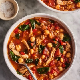 Mediterranean Chickpea and Chicken Soup