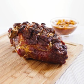 Cast Iron Roasted Pork Shoulder with Peach Sauce