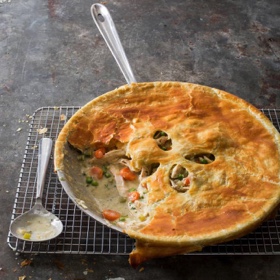 Skillet Chicken Pot Pie with Puff Pastry Crust
